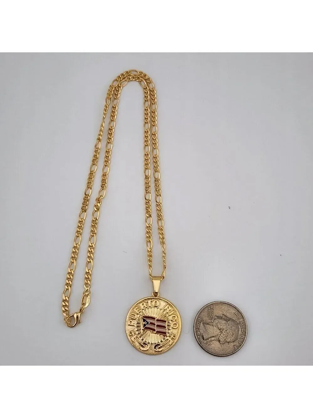 Brand New Brazilian 18k Gold Filled Puerto Rico Round Necklace